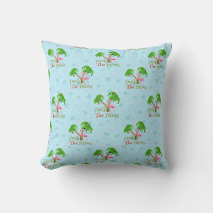 Blue Deck The Palms Tropical Christmas Santa Flami Cushion