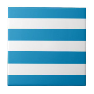 Blue Deckchair Stripes Ceramic Tile