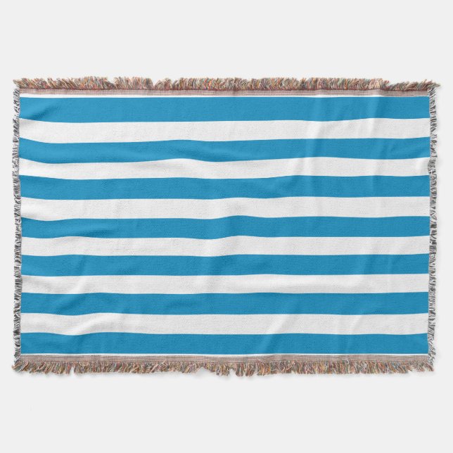 Blue Deckchair Stripes Throw Blanket (Front)