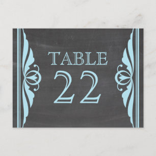 Blue Deco Chalkboard Table Number Postcard
