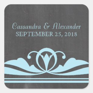 Blue Deco Chalkboard Wedding Stickers