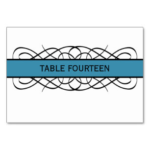 Blue Deco Flourish Table Card