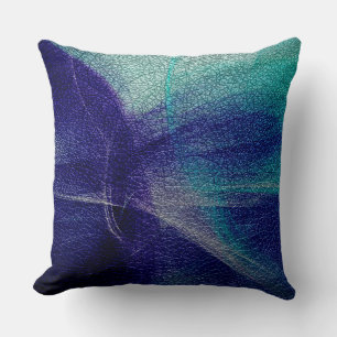Blue Deco Leather Look Cushion