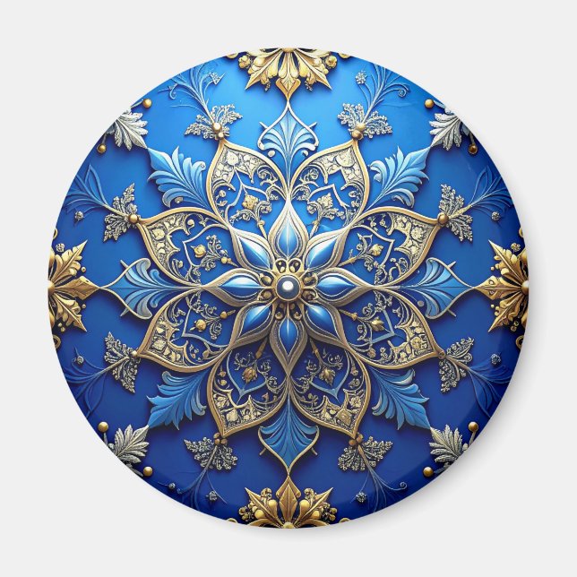 Blue Decorative Christmas Holiday Magnet (Front)