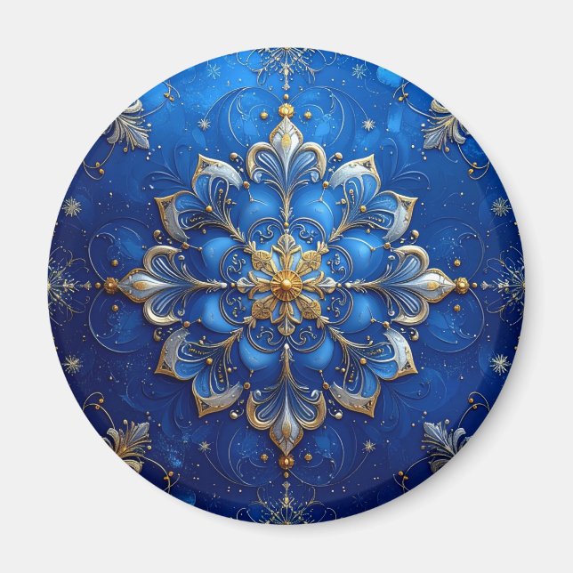 Blue Decorative Christmas Holiday Magnet (Front)