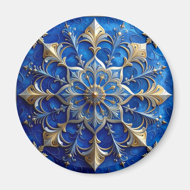 Blue Decorative Christmas Holiday Magnet (Front)