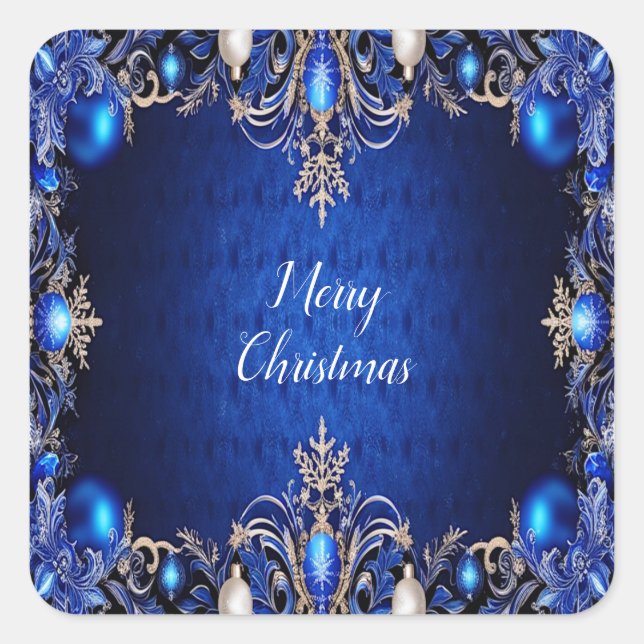Blue Decorative Christmas Sticker (Front)