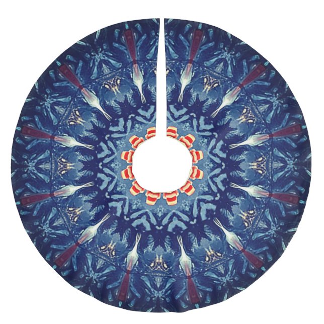 Blue Decorative Christmas Tree Skirt (Front)