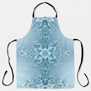 Blue Decorative Floral Apron