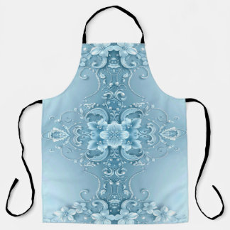Blue Decorative Floral Apron