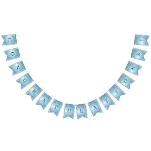 Blue Decorative Floral Bunting Flag