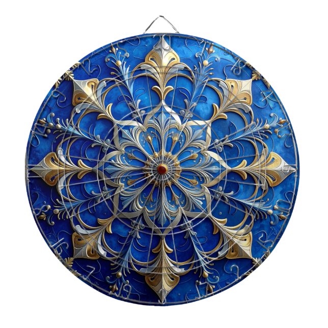 Blue Decorative Floral Dartboard (Front)