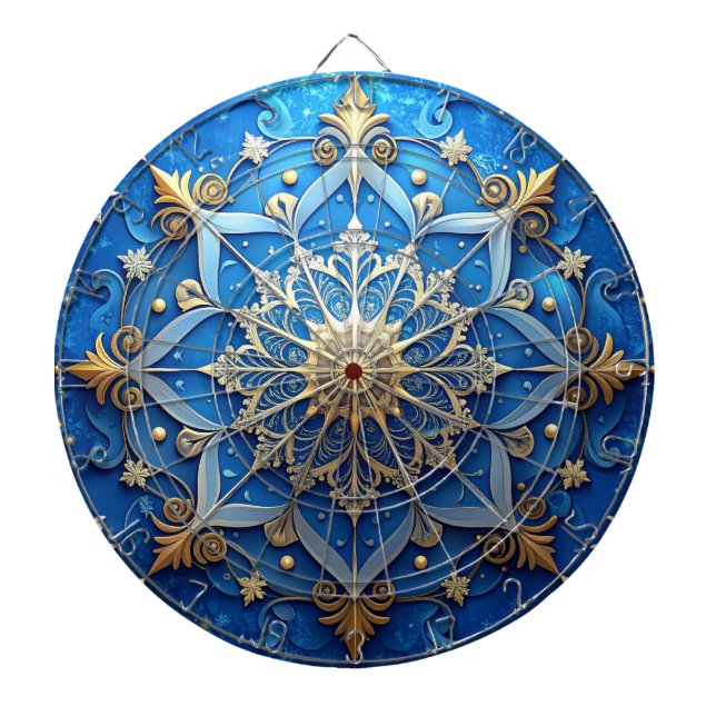 Blue Decorative Floral Dartboard (Front)