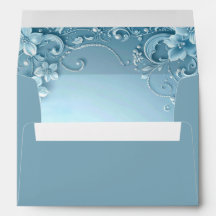 Blue Decorative Floral Envelope