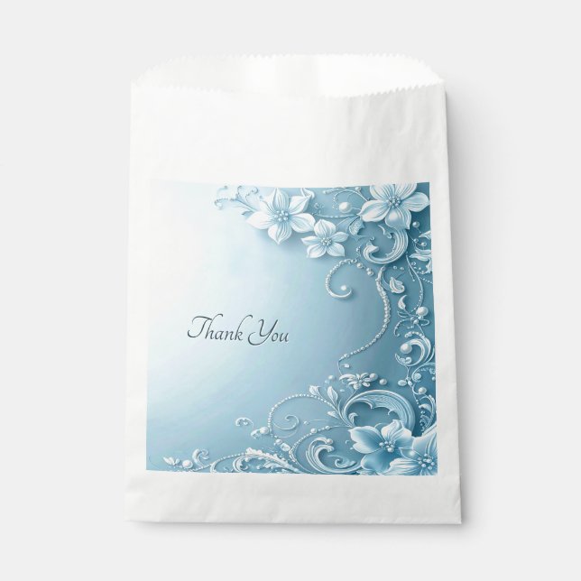 Blue Decorative Floral Favor Bag (Front)