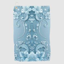 Blue Decorative Floral Golf Towel