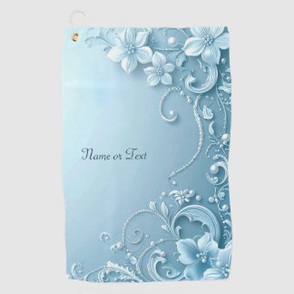 Blue Decorative Floral Golf Towel