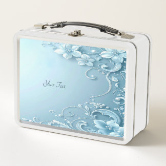 Blue Decorative Floral Lunchbox