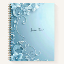 Blue Decorative Floral Notebook