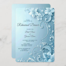 Blue Decorative Floral Rehearsal Dinner