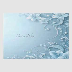 Blue Decorative Floral Tissue Paper