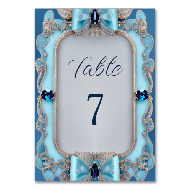 Blue Decorative Frame Table Number (Front)
