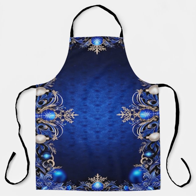 Blue Decorative Holiday Apron (Front)