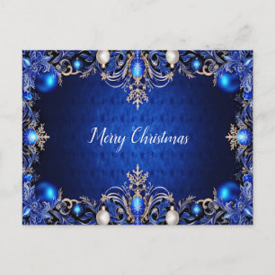 Blue Decorative Holiday Christmas Postcard