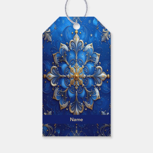 Blue Decorative Holiday Gift Tag (Front)