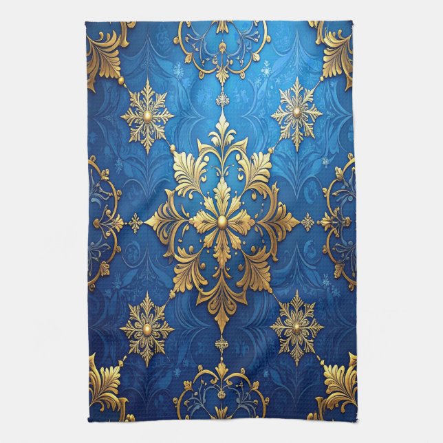 Blue Decorative Holiday Kitchen Towel (Vertical)