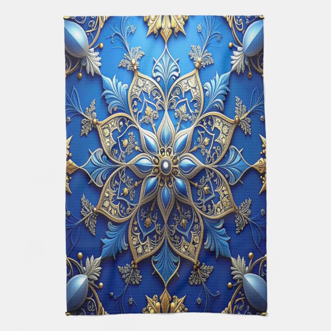 Blue Decorative Holiday Kitchen Towel (Vertical)