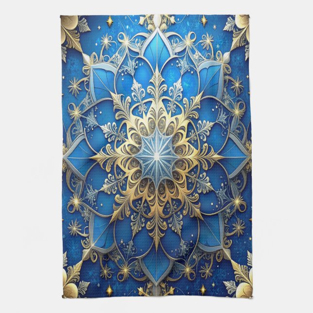 Blue Decorative Holiday Kitchen Towel (Vertical)