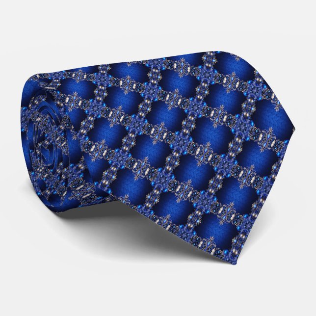 Blue Decorative Holiday Neck Tie (Rolled)