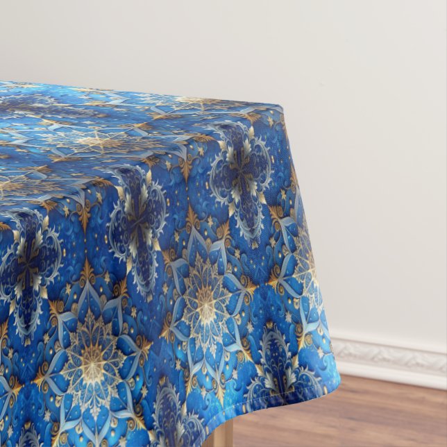 Blue Decorative Holiday Tablecloth (In Situ)