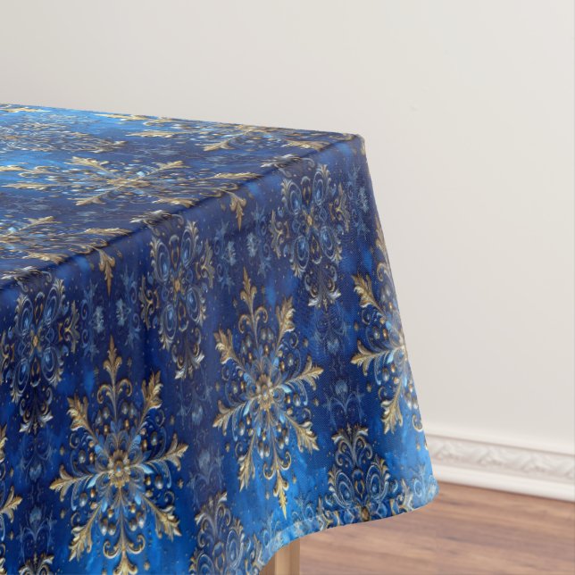 Blue Decorative Holiday Tablecloth (In Situ)