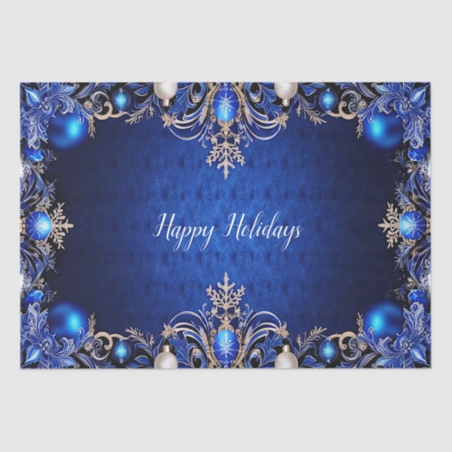 Blue Decorative Holiday Tissue Paper (Front)