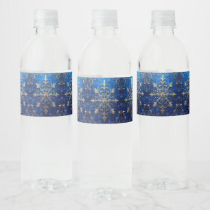 Blue Decorative Holiday Water Bottle Label