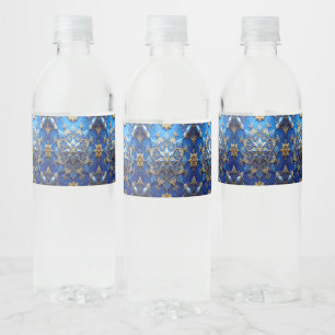 Blue Decorative Holiday Water Bottle Label