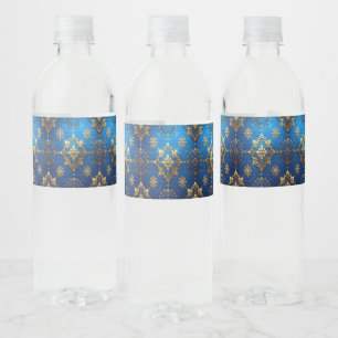 Blue Decorative Holiday Water Bottle Label