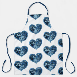 Blue Decorative Love Heart Apron