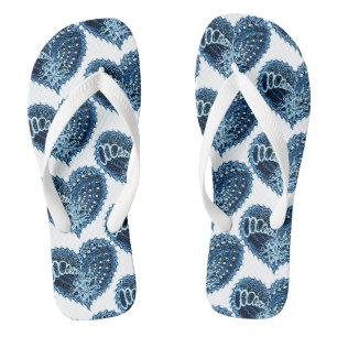Blue Decorative Love Heart Thongs