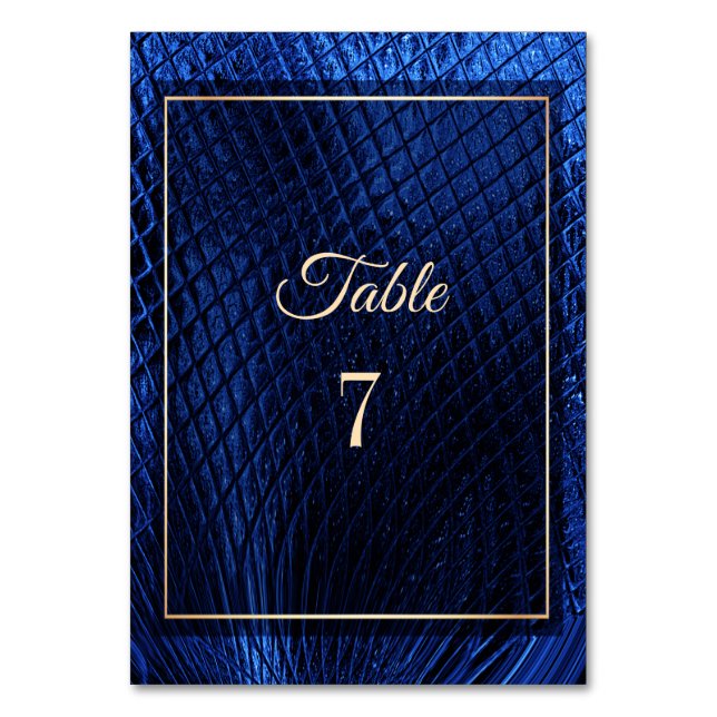 Blue Decorative Modern Abstract Wedding Table Number (Front)