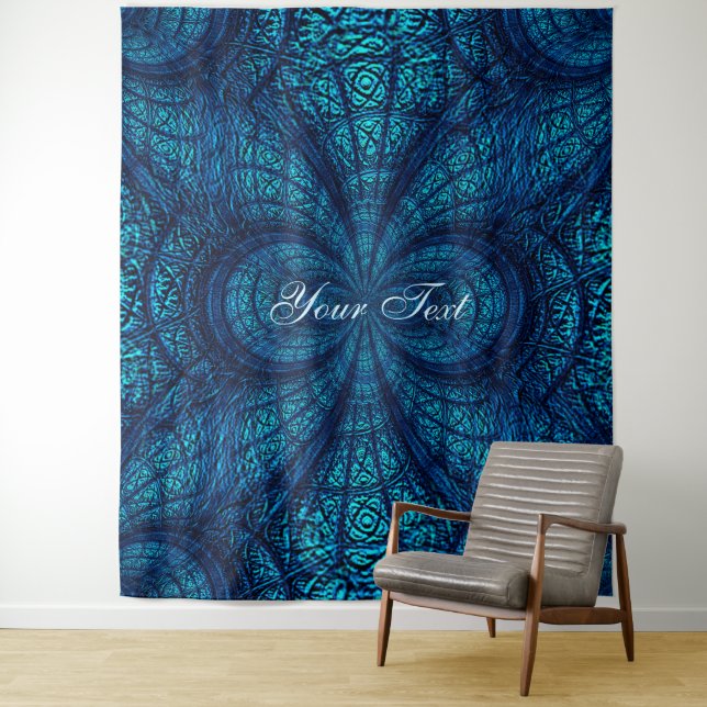 Blue Decorative Modern Photo Backdrop Tapestry (In Situ)