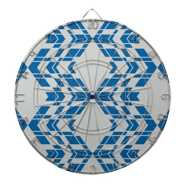 Blue, decorative, modern, trendy, cool geometric dartboard (Front)
