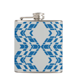 Blue, decorative, modern, trendy, cool geometric hip flask