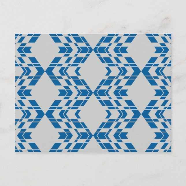 Blue, decorative, modern, trendy, cool geometric postcard (Front)