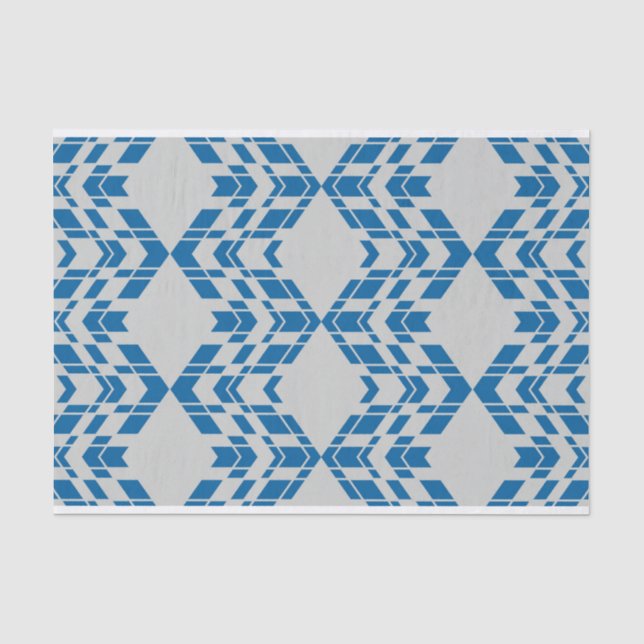 Blue, decorative, modern, trendy, cool geometric tissue paper (Front)