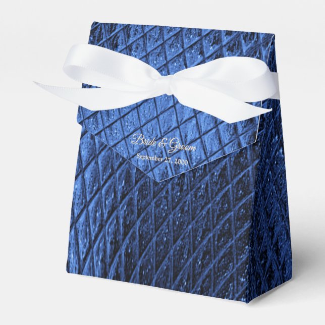 Blue Decorative Modern Wedding Favour Box (Front Side)