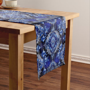 Blue Decorative Ornaments Holiday Table Runner