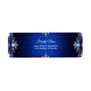 Blue Decorative Return Address Label